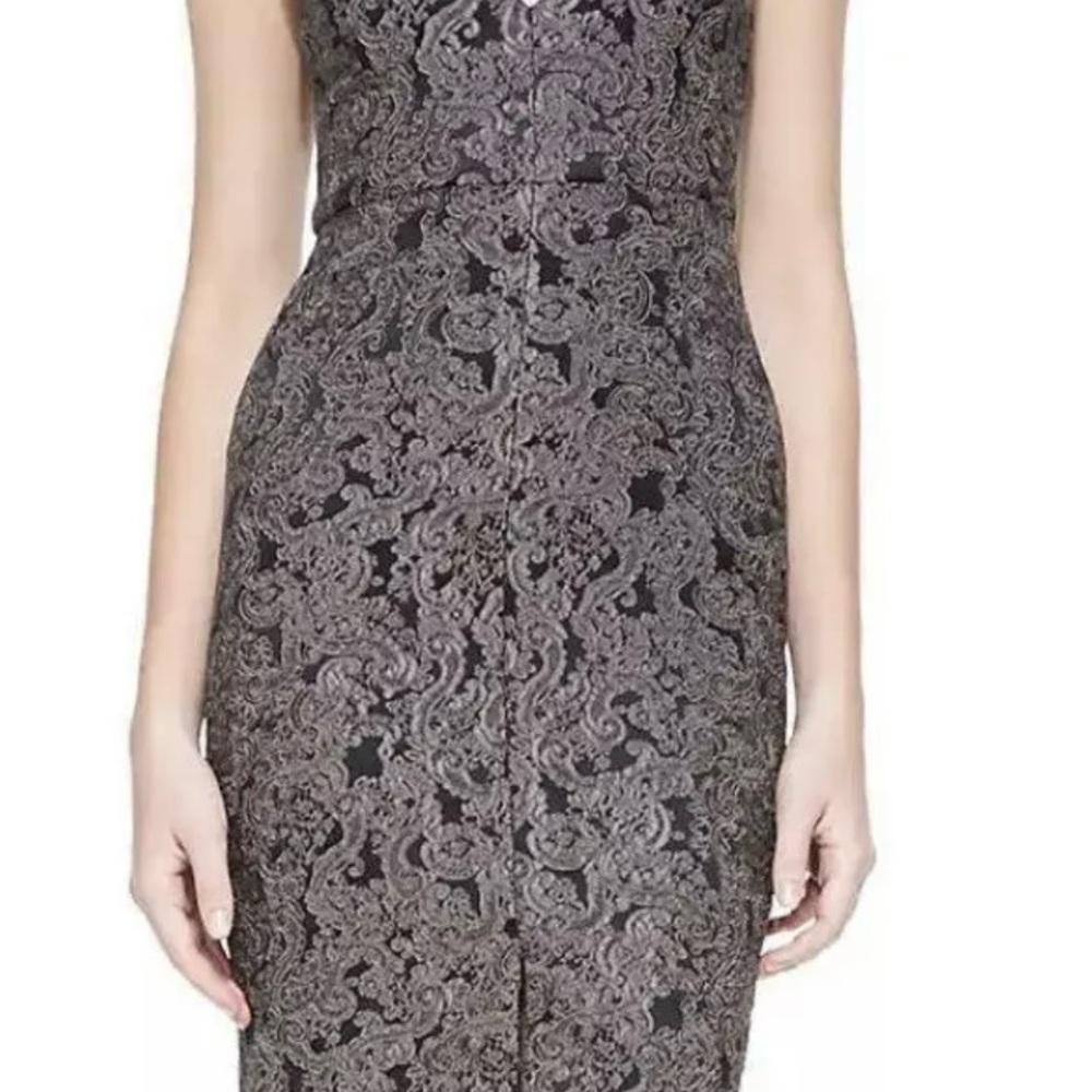 Alice + Olivia Baylee….Elegant Black and Gray Paisley brocade lace
